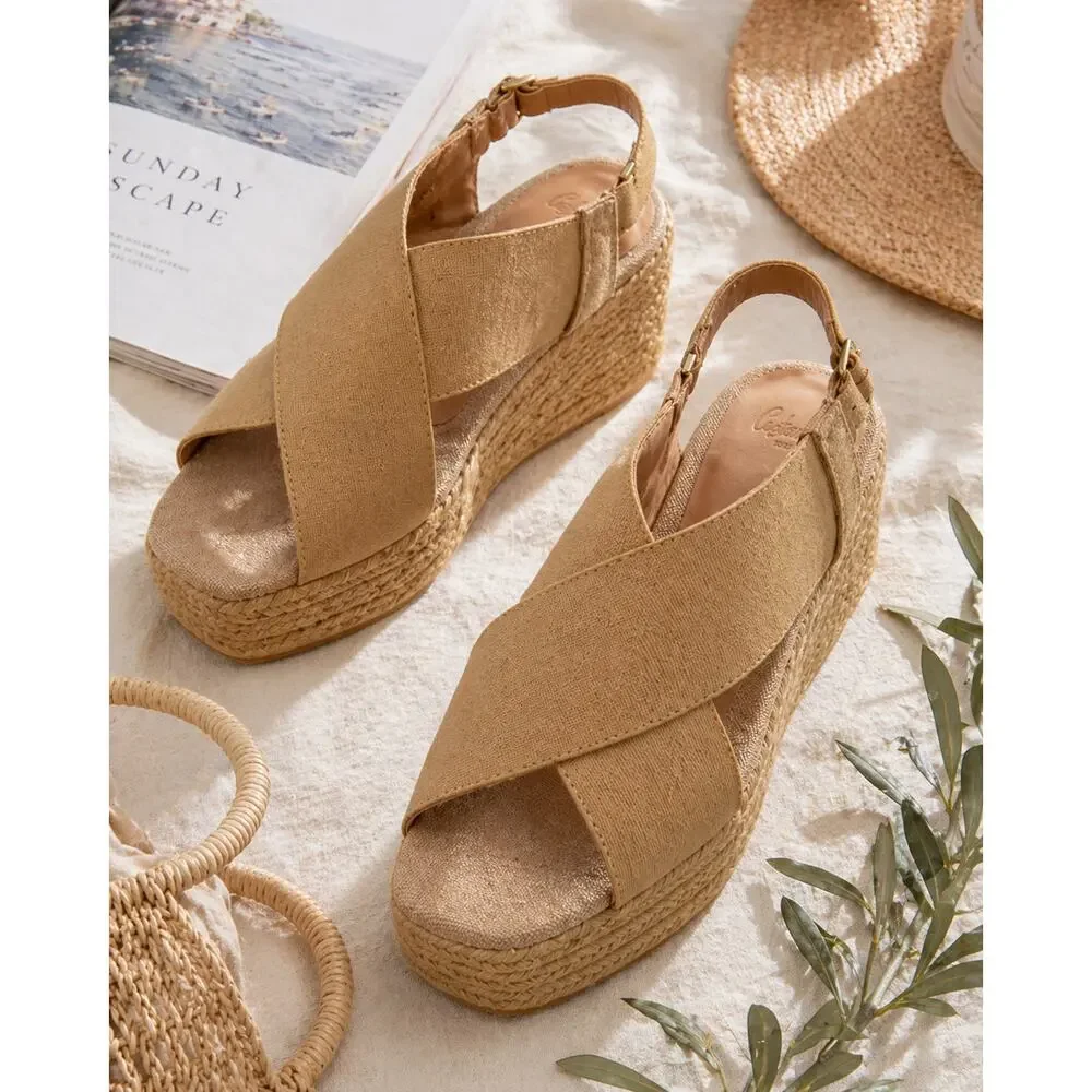 CASTAÑER Quilu Espadrille Wedge Sandals Camel Tan Size 40 (US 10)
